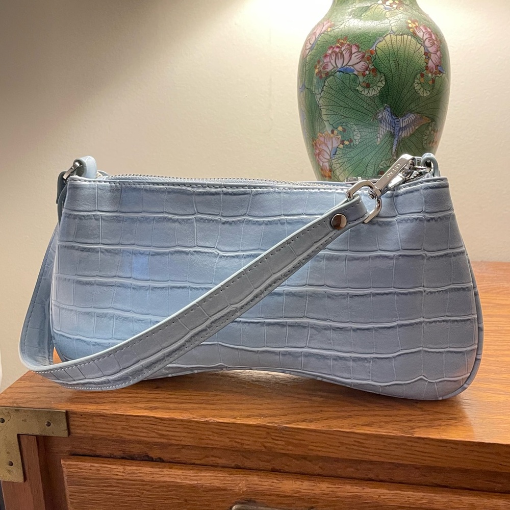 JW PEI Eva Shoulder Bag in Baby Blue (Ice Croc)